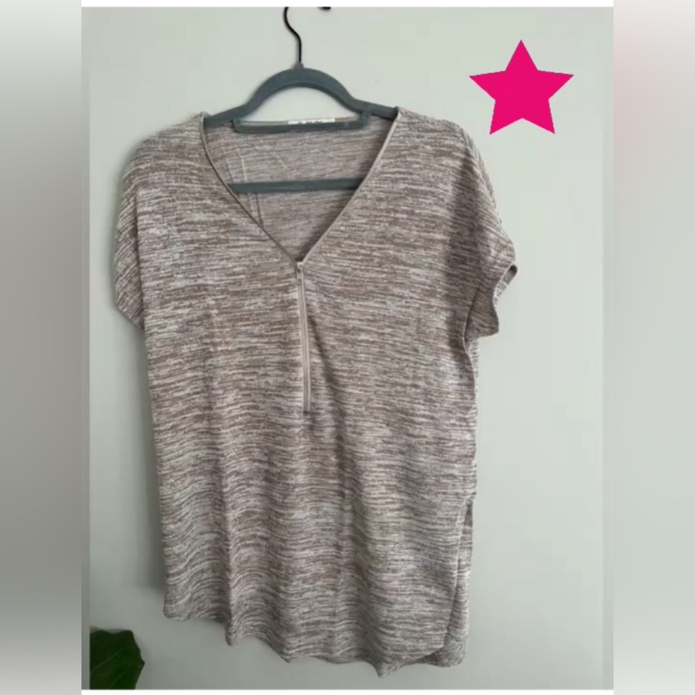 Brown zipper neck shirt